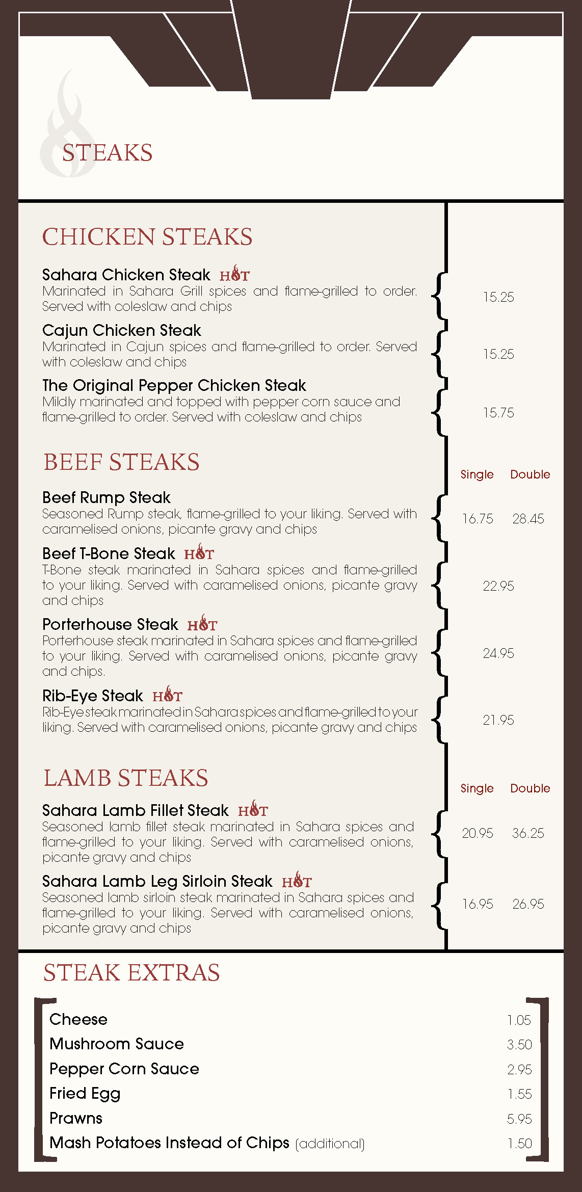 Sahara Grill Menu Sahara Grill