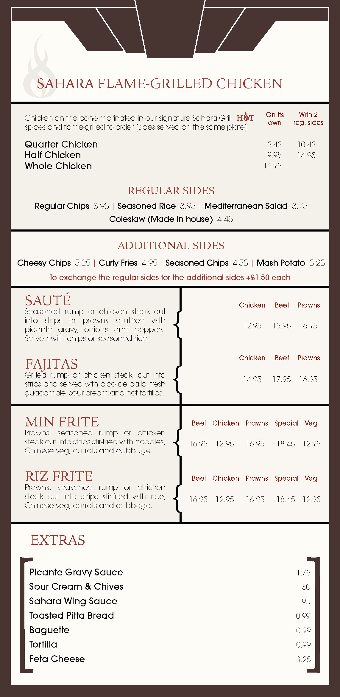 Sahara Grill Menu Sahara Grill